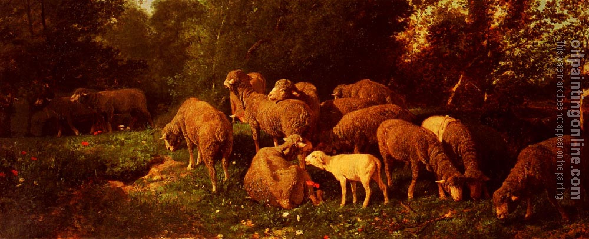 Charles Emile Jacque - Les Moutons Dans Le Sous-Bios